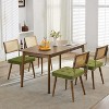 Natural Rattan Dining Chairs, PU Upholstered Kitchen Chairs with Tall Cane Backrest & Strong Wood Legs for Dining Room, Kitchen, Restaurant - 3 of 4