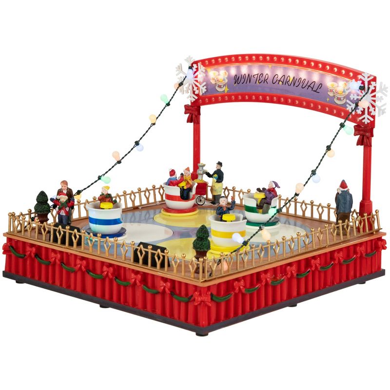 Northlight 10.75" Animated and Musical Winter Carnival Teacup Ride Christmas Village Display, 3 of 6