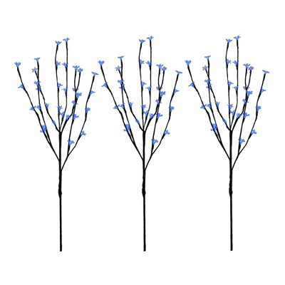 Northlight Set of 3 Pre-Lit Cherry Blossom Artificial Tree Branches 2.5' - Blue LED Lights