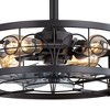 Airsurfer 20" Black Caged Ceiling Fan with Light, 7 ABS Blades, 4 E26 Sockets, DC Motor, Remote Control, 6 Speeds, 4"&8" Downrods Included - 4 of 4