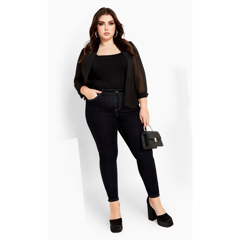 Women's Plus Size Drapey Blazer Jacket - black | CITY CHIC, 3 of 7