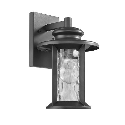 Owen Transitional Textured Black Steel Outdoor Sconce 12" Tall