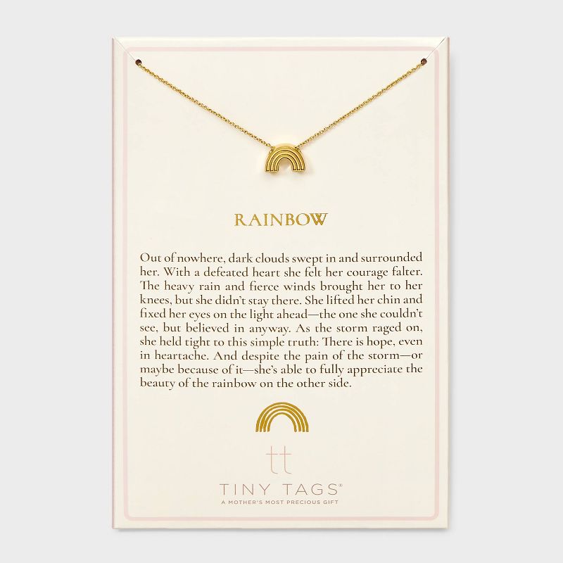 Tiny Tags 14K Gold Ion Plated Rainbow Chain Necklace - Gold, 1 of 14
