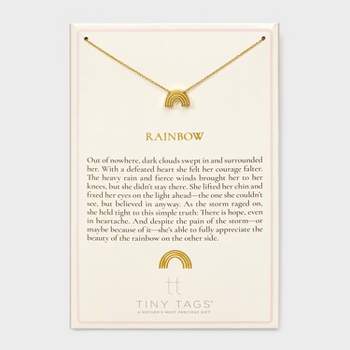 Tiny Tags 14K Gold Ion Plated Rainbow Chain Necklace - Gold