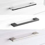 Wood Grip Sleek Handle Pulls for Kitchen Cupboard Door, Dresser Drawers And Bathroom cabinets - Black - 10 Piece