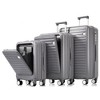 Whisen 3-Piece ABS Luggage Set with 20", 24", 28" USB Spinner Suitcases, Front-Opening Pocket, Hook, Cup Holder - 2 of 4
