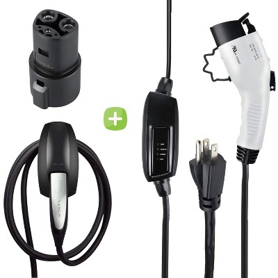 Lectron EV Charger & Adapter Bundle - J1772 NEMA 5-15 Electric Vehicle Charger + J1772 to Tesla Adapter & Wall Mount Bundle (110V 16A Level 1)