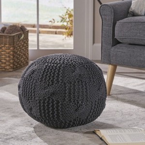 Anouk Knitted Cotton Pouf - Christopher Knight Home - 1 of 4