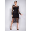 Slickblue Women's Lace Midi Dress With Rhinestones, Mesh Detail, Side Slit Evening Style, Black/Grey/Tan, Size S-L - 3 of 4