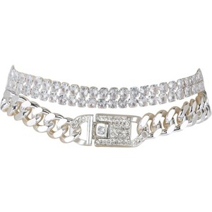 14K Gold Anklets for Women Waterproof Rhinestone Layered Cuban Link Chain Diamond Anklet - 1 of 4