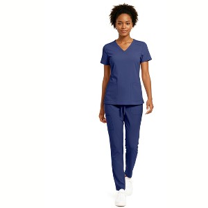 Hey Collection Women’s 5-Pocket Medical Scrub Set – V-Neck Top & Straight Leg Pants, Comfortable Flexible Nursing Uniforms - 1 of 4