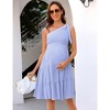 LXT- Maternity  Summer Tie One Shoulder A Line Flowy Mini Dresses - 2 of 4