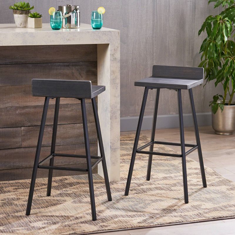 Set of 2 Bidwell Modern Wood Barstool - Christopher Knight Home, 3 of 10