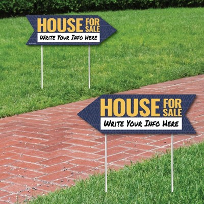 Big Dot of Happiness House For Sale Sign Arrow - Double Sided Directional Yard Signs - Set of 2