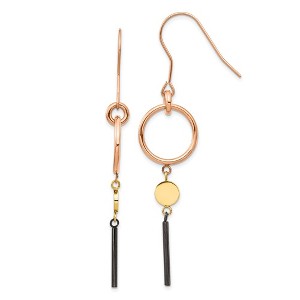Chisel Stainless Steel Polished Black, Rose and Yellow IP-plated Dangle Earrings Shepherd Hook - 1 of 4