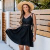 Women's Chic Embellished Eyelet Waist Black Sundress - Cupshe - 4 of 4