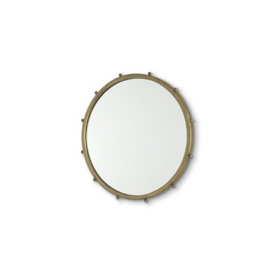 HomeRoots 25" Gold Metal Beaded Round Framed Accent Mirror