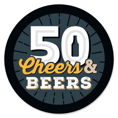 Big Dot of Happiness Cheers and Beers to 50 Years - 50th Birthday Party Circle Sticker Labels - 24 Count