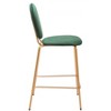 Counter Stool 39" H – Velvet Upholstery in Green & Gold Finish – Modern Stackable (Set of 2) By Zuo Modern - 3 of 4