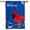 Cardinal Winter Burlap House Flag Welcome Bird 28" x 40" Briarwood Lane - 2 of 4