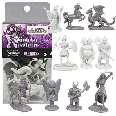 Fantasy Creatures 10-Piece Gray and White Action Figure Set