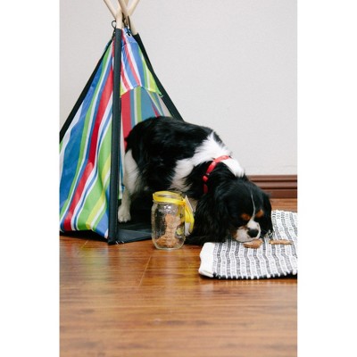 Striped Multicolor Polyester Pet Teepee with Wooden Poles