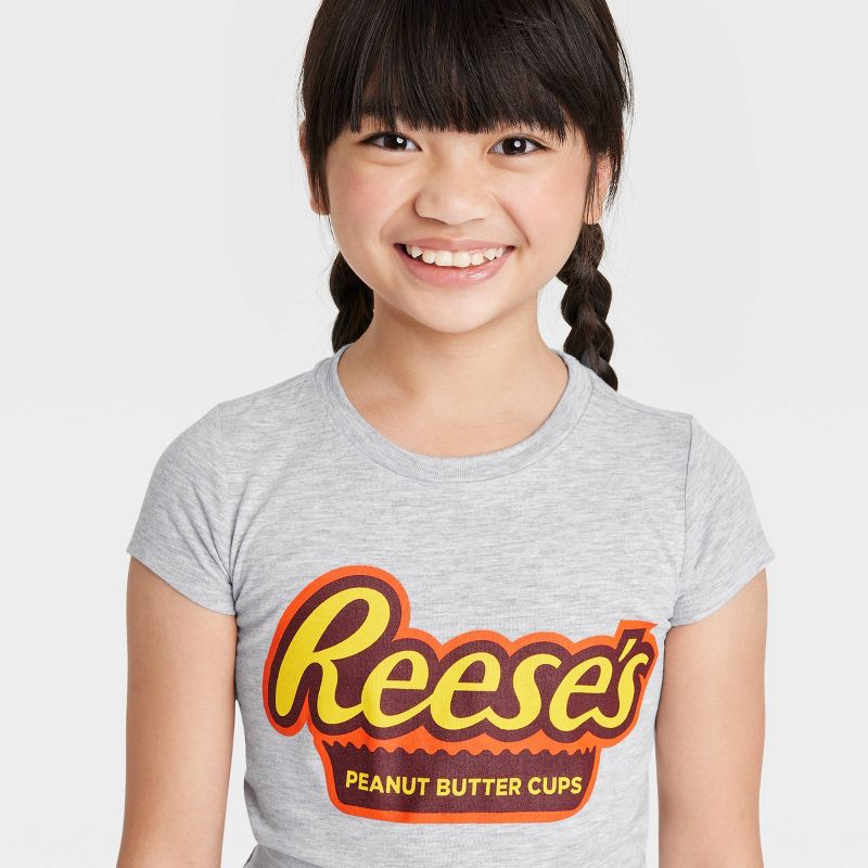 Girls' Hershey's Reese's Short Sleeve Graphic T-Shirt - Heather Gray, 2 of 4