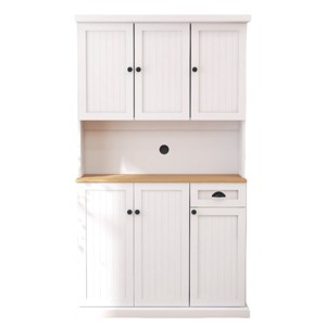 GlasFlength Decorative Storage Cabinets with 8-Tier Shelves and 1 Drawer, for Kitchen, Dining Room and Living Room, White, 39.76"*15.35"*70.86" - 1 of 4