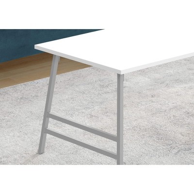 Contemporary 40" Rectangular Coffee Table in Silver and White