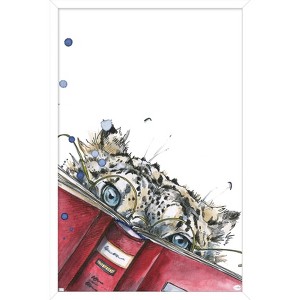 Trends International Snowtap - Snow Leopard Reading Framed Wall Poster Prints - 1 of 4