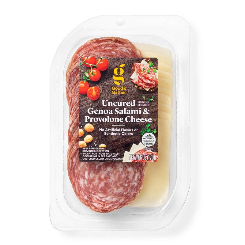 Uncured Genoa Salami and Provolone Cheese - 6oz - Good &#38; Gather&#8482;, 1 of 5
