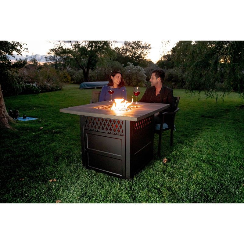 Endless Summer The Harris 38&#34; Square LP Gas Outdoor Fire Pit with Faux Wood Mantel Brown, 5 of 7