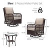 3-Piece Outdoor Wicker Patio Bistro Set w/ 2 360-Degree Swivel Rocking Chairs & Tempered Glass Top Side Table, 360° Swivel Patio Set for Backyard - 3 of 4