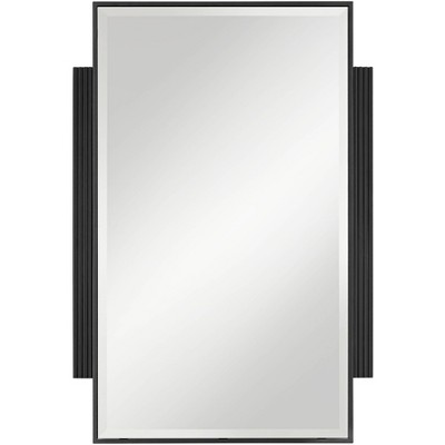 Noble Park Gareth Rectangular Vanity Decorative Wall Mirror Modern Beveled Edge Black Metal Wood Frame 27" Wide Bathroom Bedroom Home