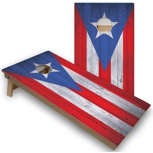 Skip's Garage Puerto Rico Flag Cornhole Board Set, Includes 2 Boards, 8 Bags - 1 of 4