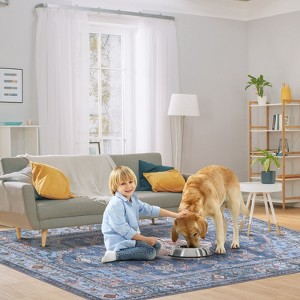 Washable Vintaged Rug Non Slip Low Pile Rug Soft Retro Throw Floor Cover Foldable Indoor Carpet for Living Room Bedroom Playroom Nursery - 1 of 4