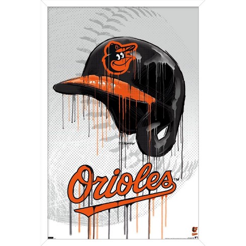 Trends International MLB Baltimore Orioles - Drip Helmet 22 Framed Wall  Poster Prints White Framed Version 22.375 x 34