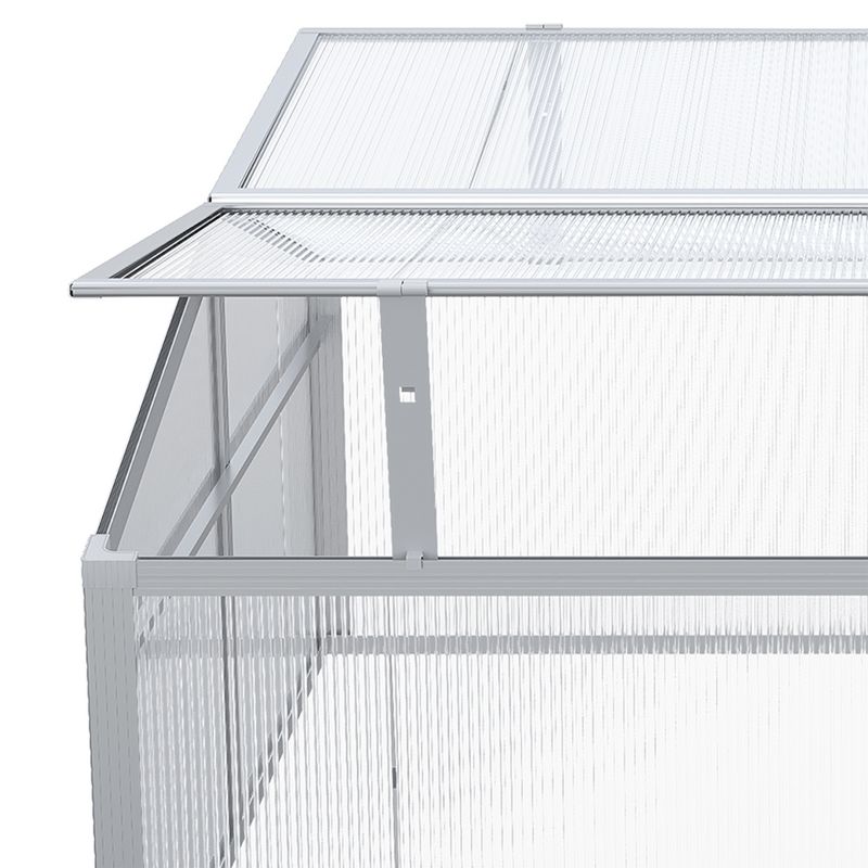 Outsunny 39" Aluminum Vented Cold Frame Mini Greenhouse Kit with Adjustable Roof, Polycarbonate Panels, & Strong Design, Silver, 5 of 7