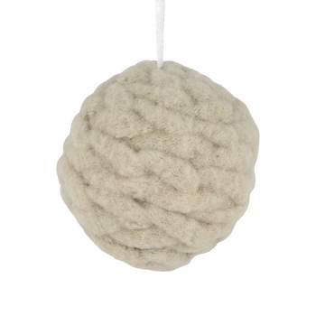 Northlight 3.75" Beige Woven Yarn Ball Hanging Christmas Ornament