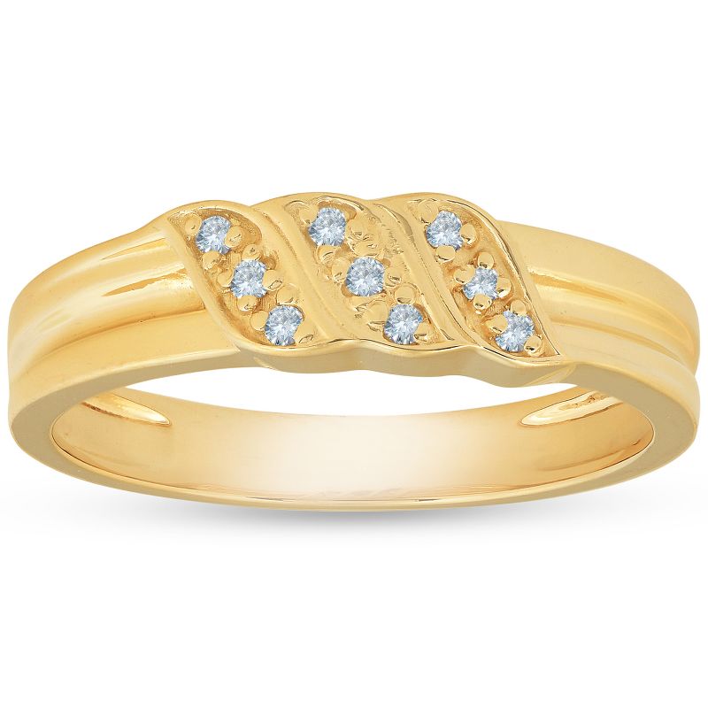 Pompeii3 Mens 10k Yellow Gold Diamond Ring Anniversary Wedding Band, 1 of 5