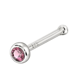 Jewelry Avalanche 22G 14K Gold Bezel-set Pink Tourmaline Ball-end Nose Stud - 1 of 3