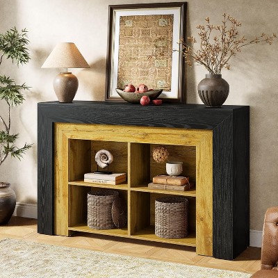 Tribesigns 47.24-Inch Rectangular Console Table, 3-Tier Entryway Table with 4 Open Storage Compartments for Hallway, Entrance