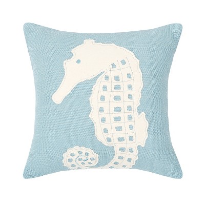 C&F Home 18" x 18" Seahorse Burlap Applique Throw Pillow