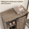 Farmhouse Storage Cabinet with Drawers and Sliding Door for Bathroom, Kitchen, Living Room - 3 of 4