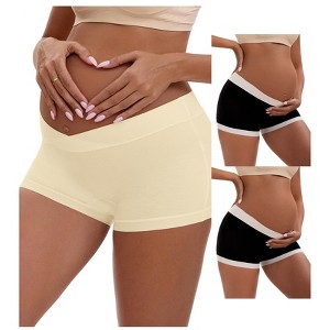 INSPIRE CHIC Women's Low Waist Under the Bump Maternity BoyShorts Pregnancy Seamless Ladies Panties 3 Packs - 1 of 4
