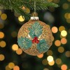Northlight 4" Gold Holly Berry Mercury Glass Ball Christmas Ornament - 2 of 4