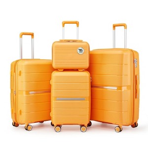 NAYSAYE Luggage Sets 4 Piece 14 20 24 28 PP Lightweight Durable Expandable Suitcase with TSA Lock Spinner Wheels Travel Set, Orange, 18.3"*10.8"*29" - 1 of 4