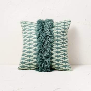 Diamond Textured Woven Square Throw Pillow Turquoise - Opalhouse™ designed with Jungalow™