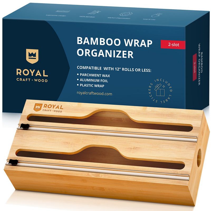 Royal Craft Wood Bamboo Ziplock Bag/Wrap Storage Organizer, 1 of 8