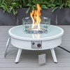 Leisuremod Walbrooke Outdoor Patio Aluminum Round Fire Pit Side Table with Lid and Fire Glass - 2 of 4